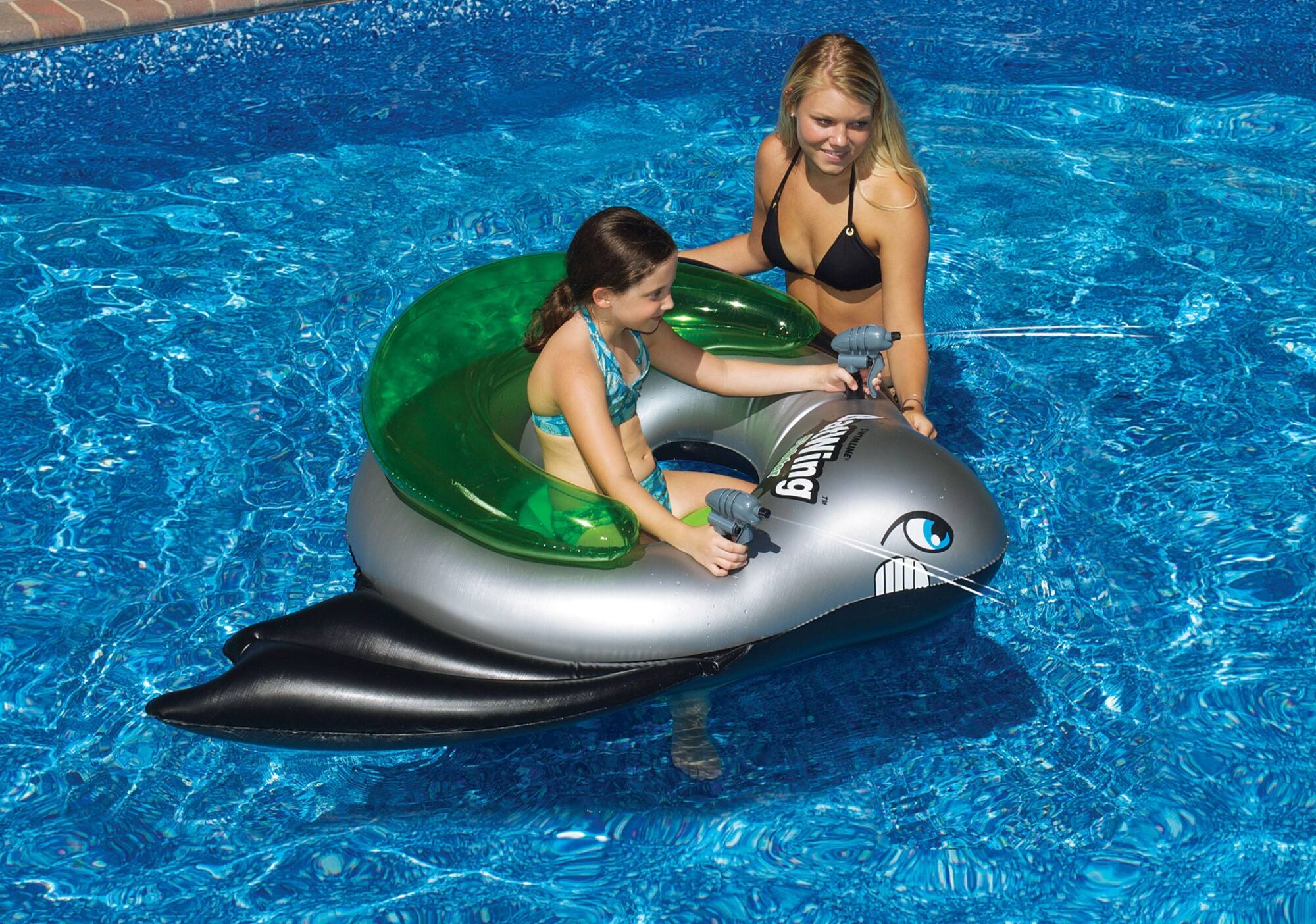 Inflatable Batwing Fighter Ride-On Kids Battle Squirt Blaster Pool Toy - 72" - Green